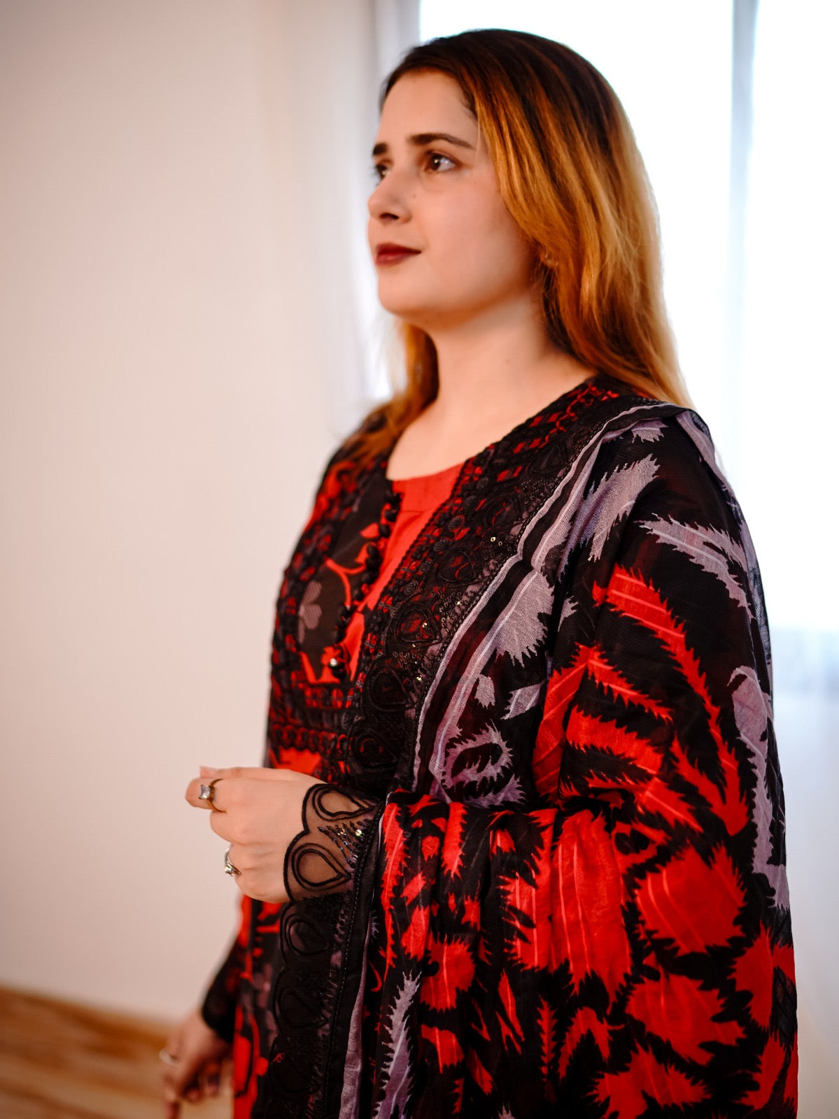 Embroidered Premium Lawn Frock Suit with 4-Sided Embroidered Dupatta 3 Piece