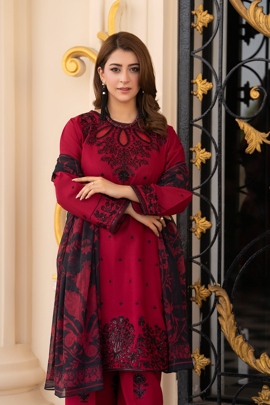 Maroon Garnet Lawn 3PC