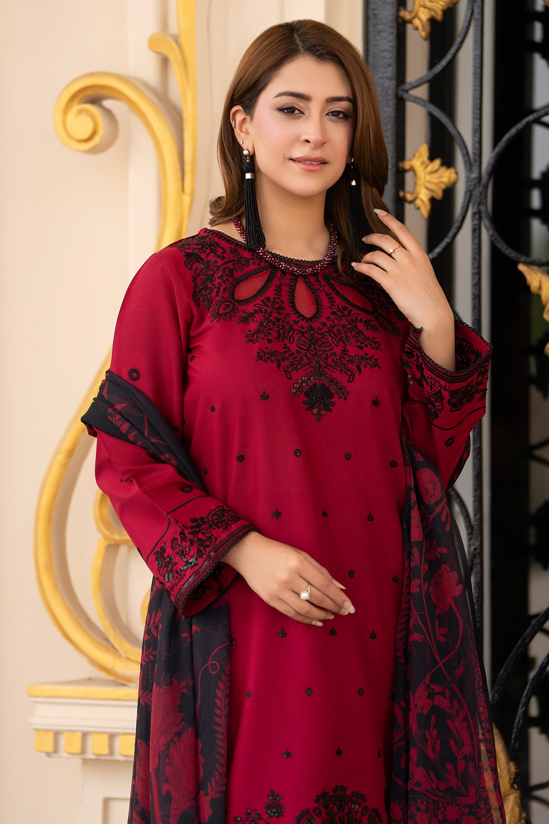 Maroon Garnet Lawn 3PC