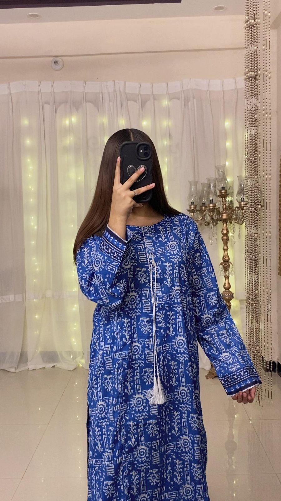 Royal Blue Lawn 2-Piece with Printed Trouser
