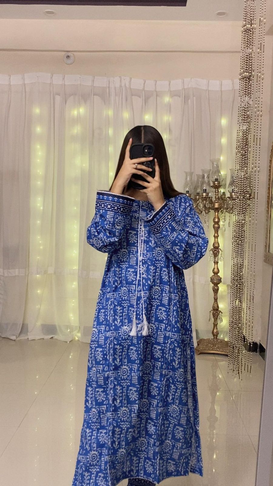 Royal Blue Lawn 2-Piece with Printed Trouser
