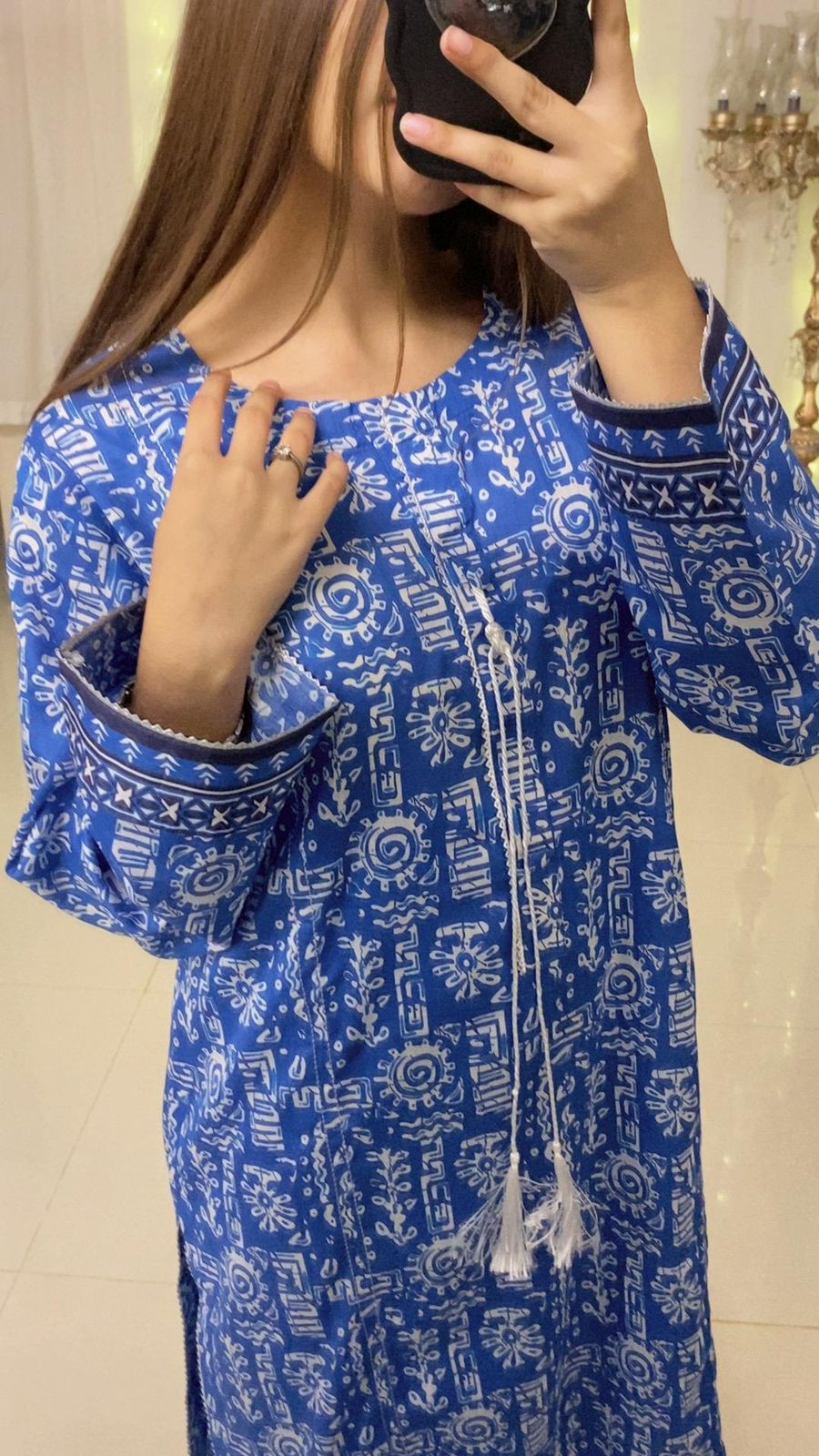 Royal Blue Lawn 2-Piece with Printed Trouser