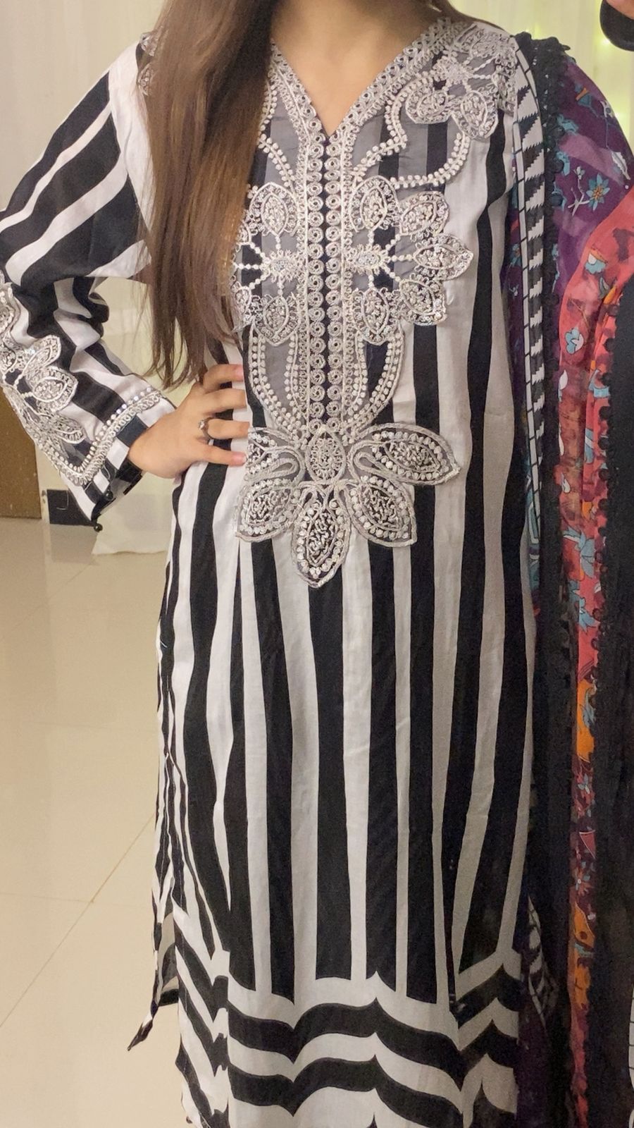 Embroidered Lawn 3-Piece with Chiffon Dupatta & Lace Finish
