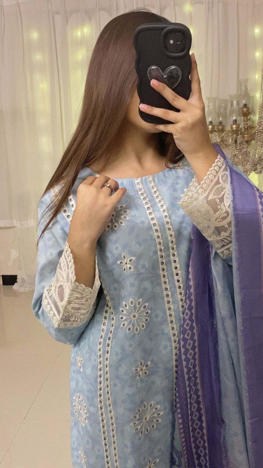Chikankari Lawn Suit with Embroidered Borders & Lawn Dupatta