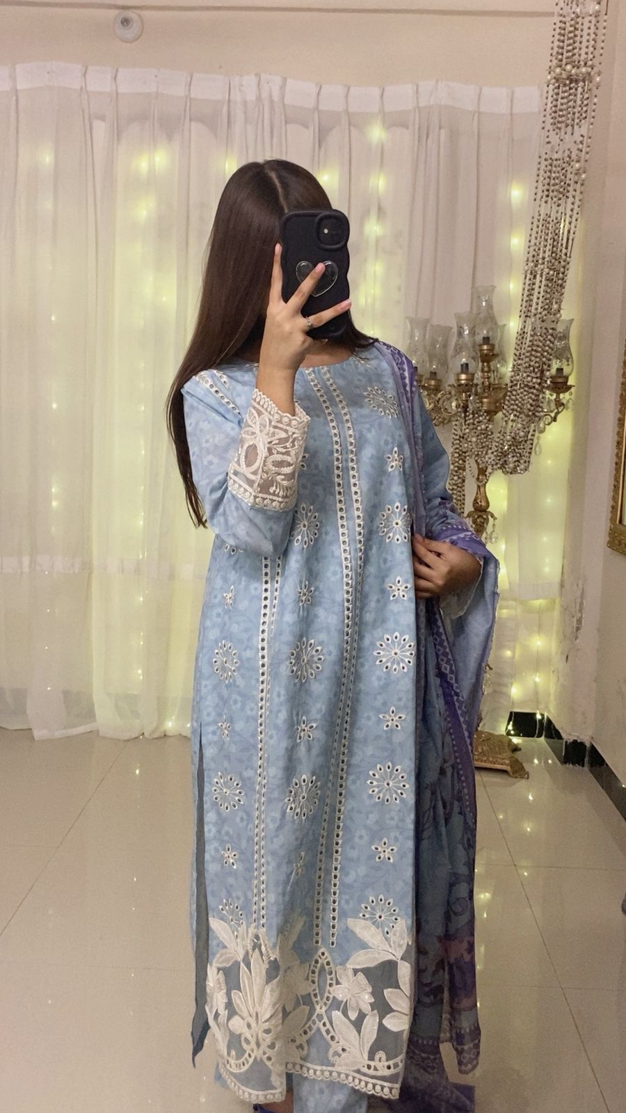 Chikankari Lawn Suit with Embroidered Borders & Lawn Dupatta
