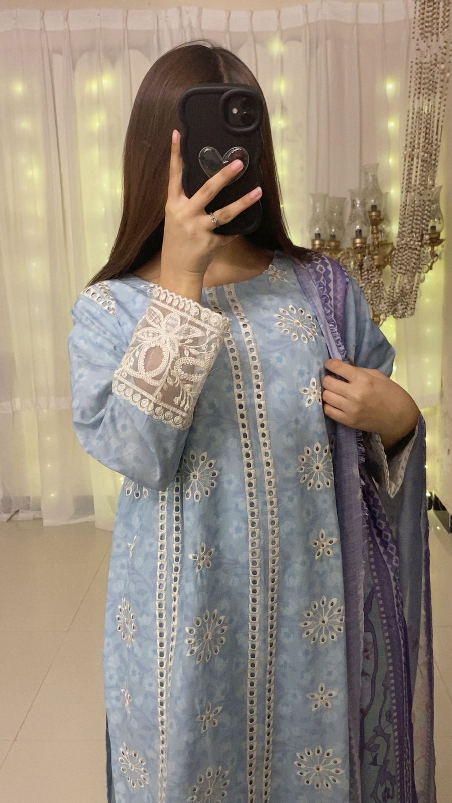 Chikankari Lawn Suit with Embroidered Borders & Lawn Dupatta
