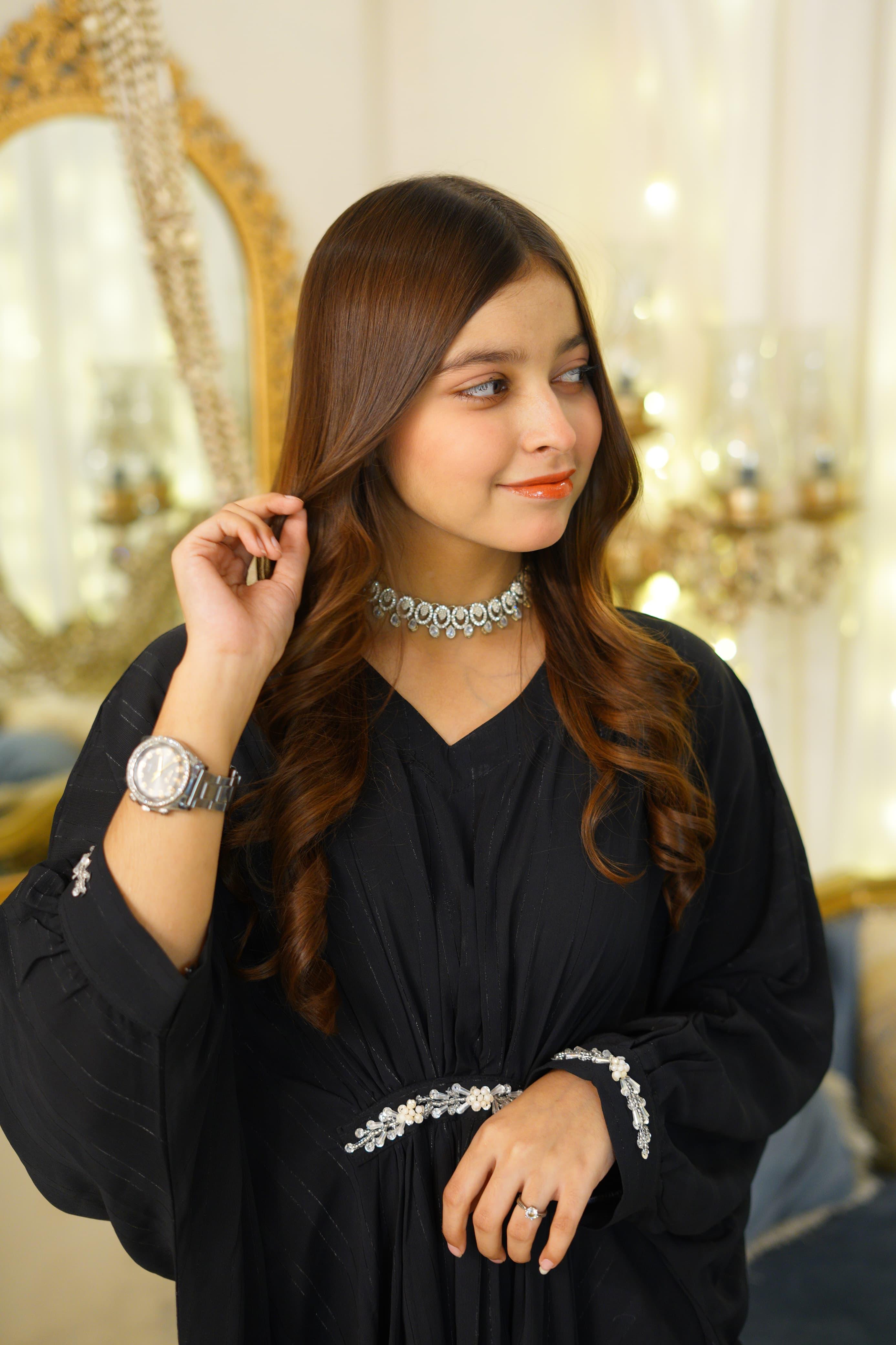 Embellished Georgette Kaftan with Sleeve & Center Detailing