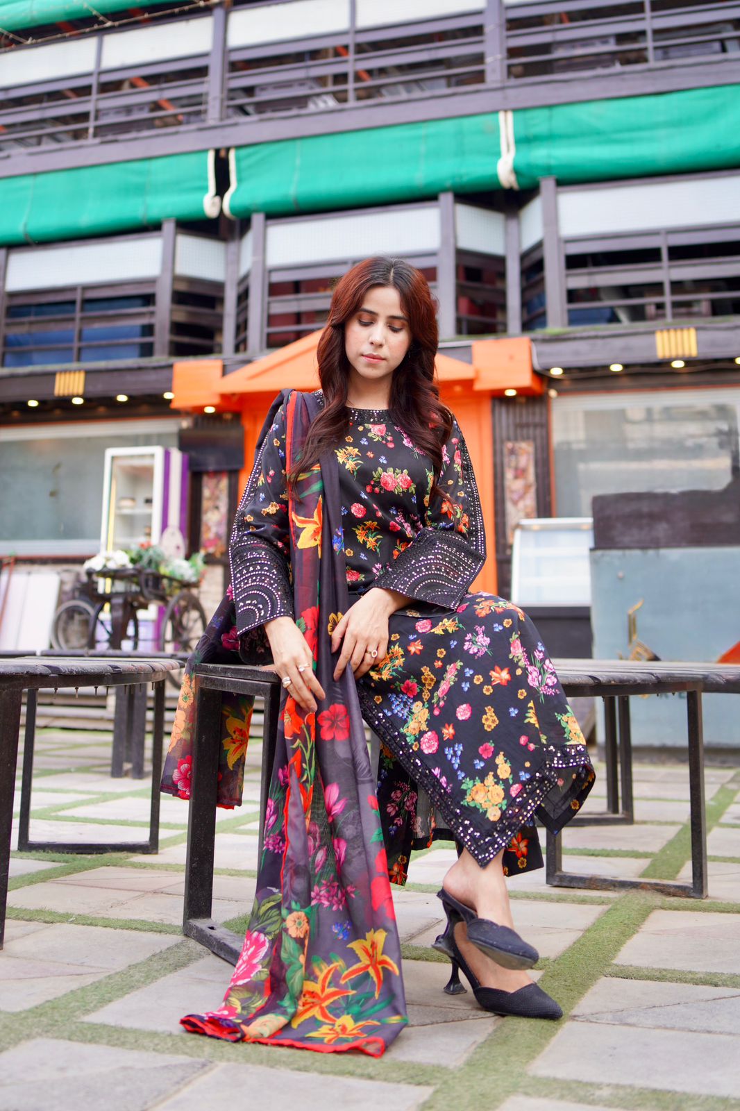Embroidered Lawn Suit with Printed Manaar Dupatta
