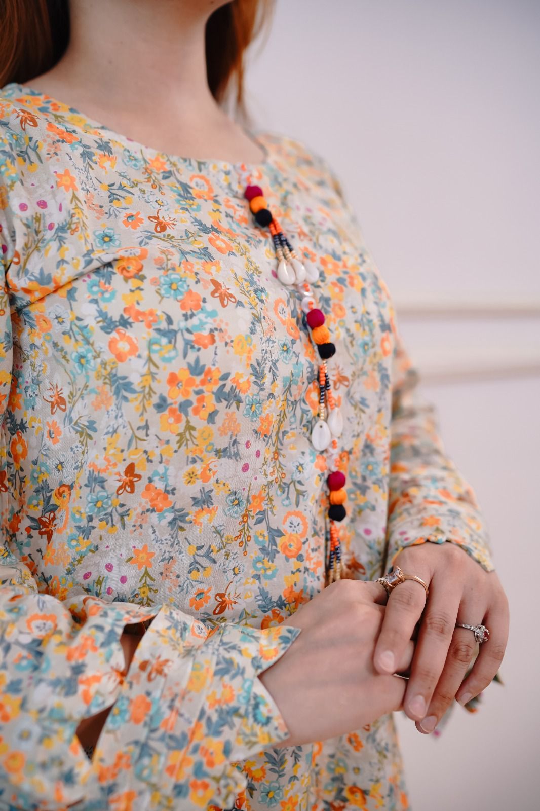 Floral Lawn 2Pc with Multi Color Printed Straight Cut Long Shirt & Trouser - Silk Rang