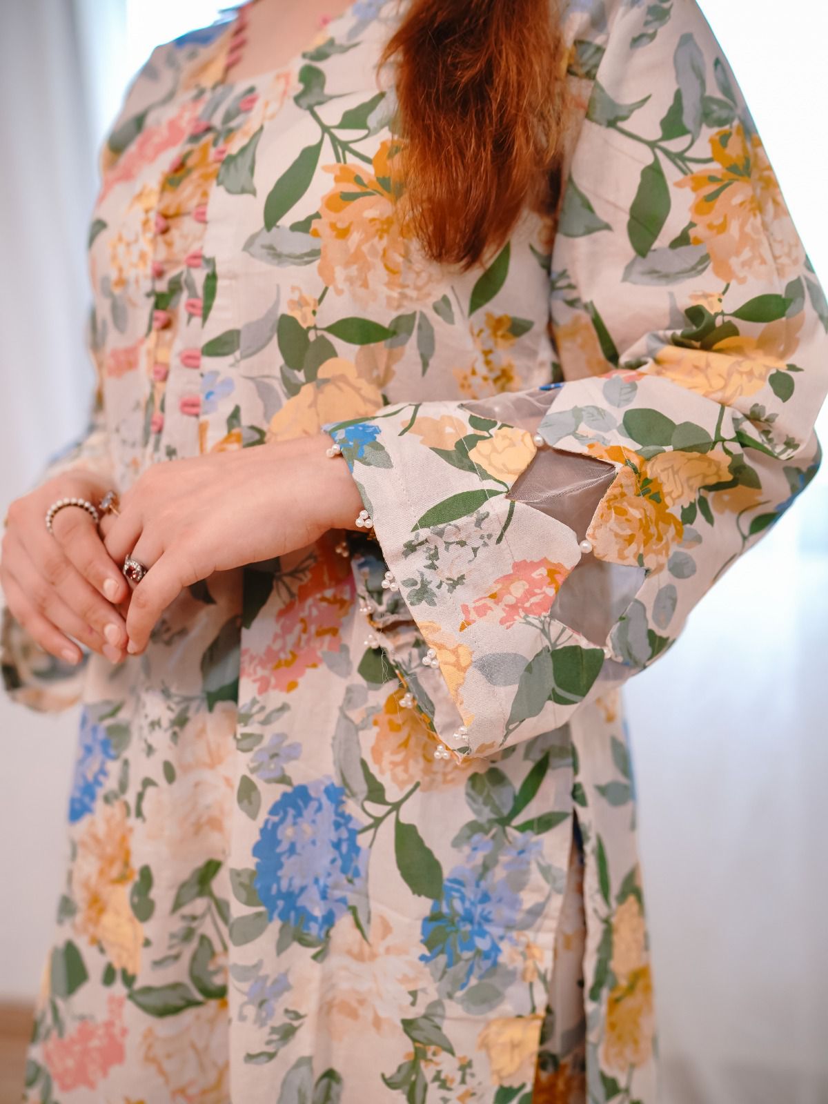 Pastel & Bold Floral Lawn 2Pc, Stylish Long Shirt with Matching Trouser - Silk Rang
