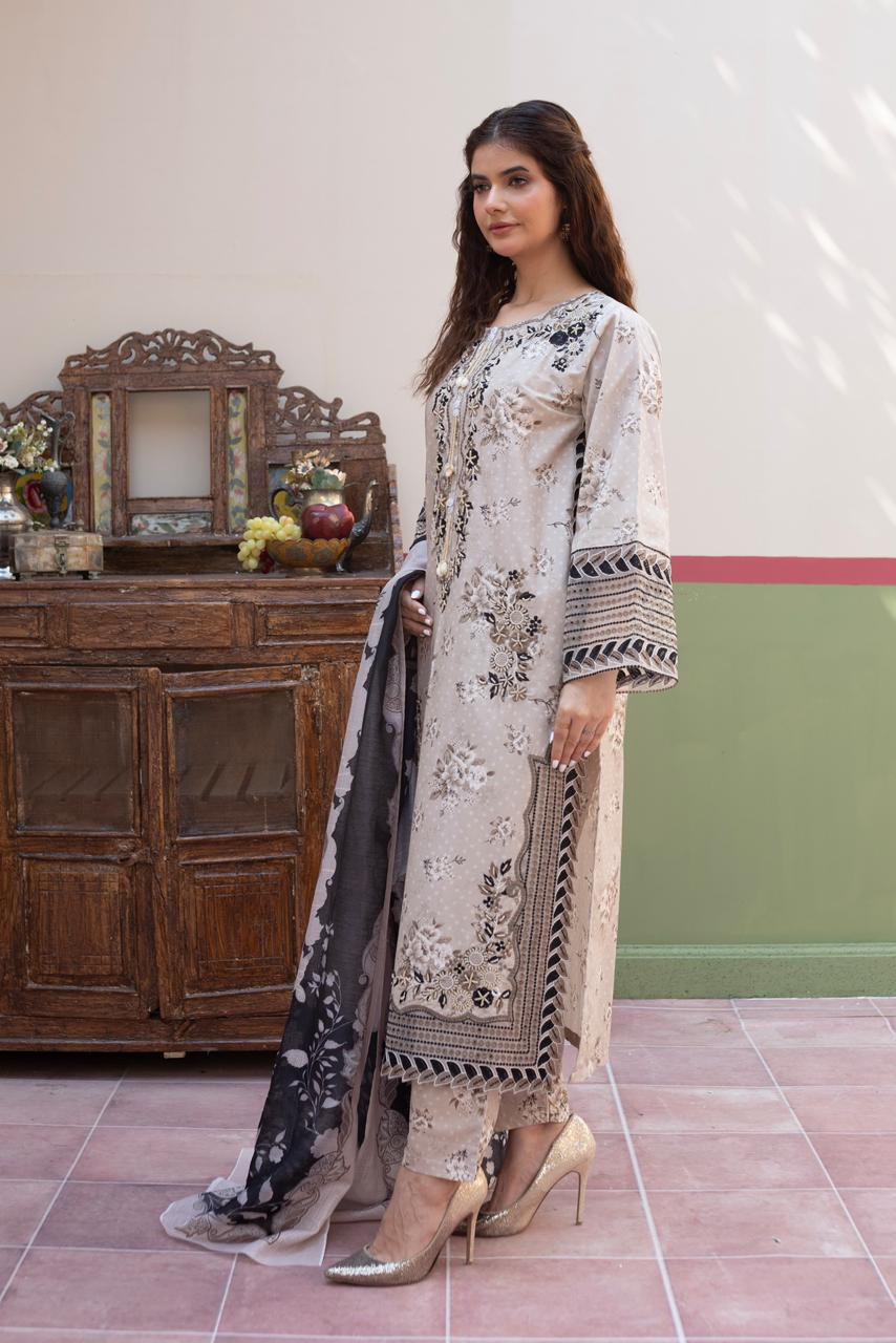 3 Piece Luxury Embroidered Cambric Suit