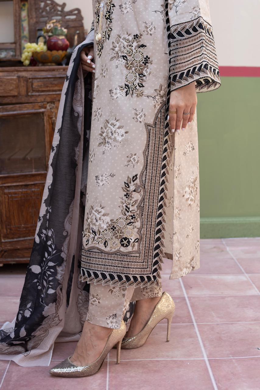 3 Piece Luxury Embroidered Cambric Suit