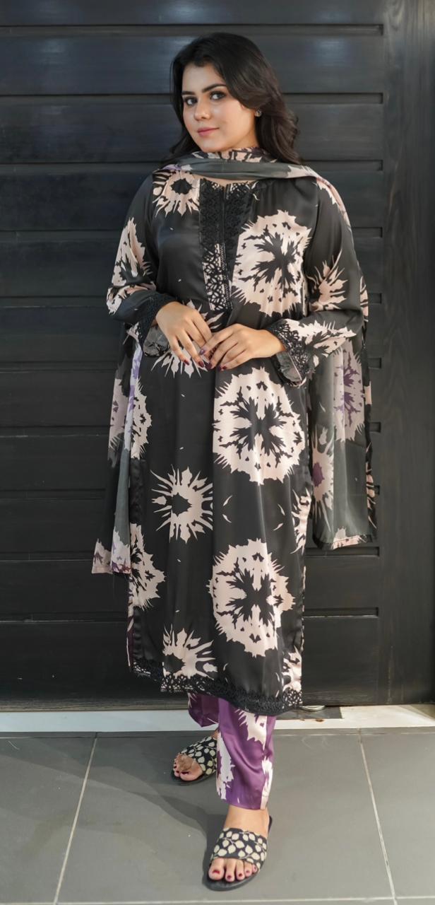 Black Premium Silk 3 Piece Suit