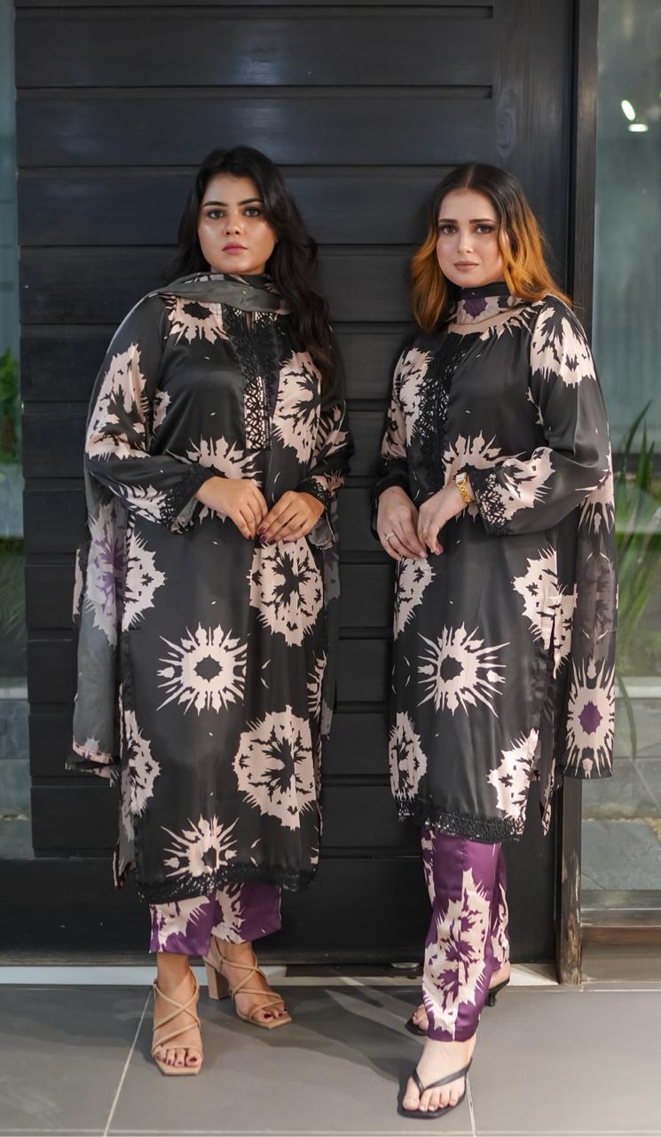 Black Premium Silk 3 Piece Suit