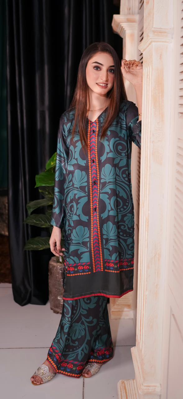 Green Soft Silk 2 Piece Suit