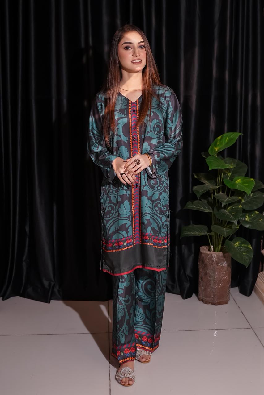 Green Soft Silk 2 Piece Suit