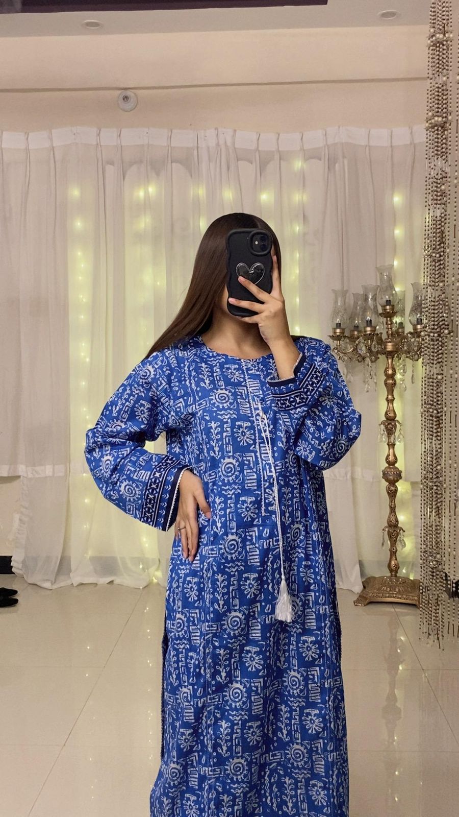 Royal Blue Lawn 2-Piece with Printed Trouser