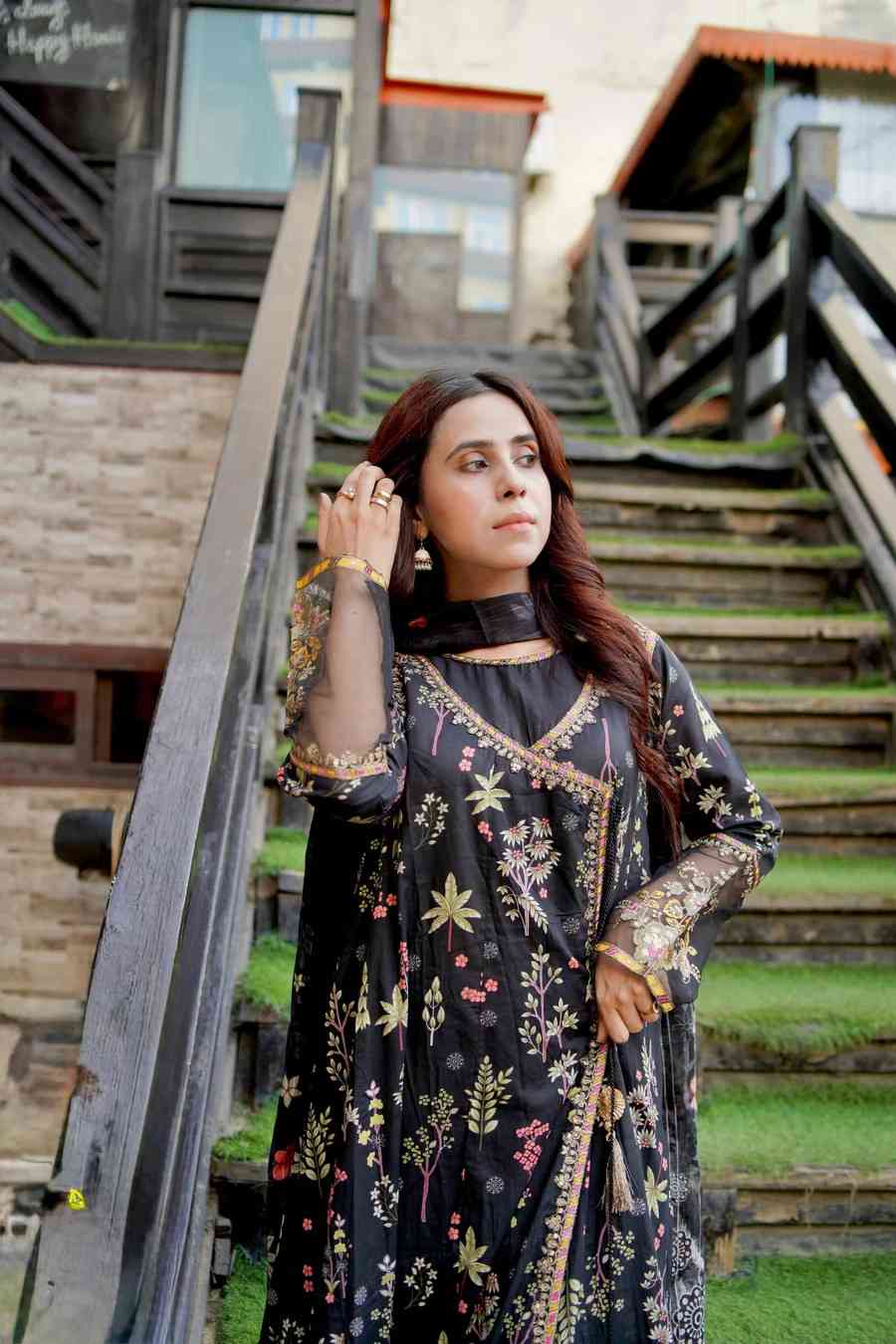 Embroidered Lawn Frock 3Pc with Angrakha Style, Fancy Dori & Soft Lawn dupata