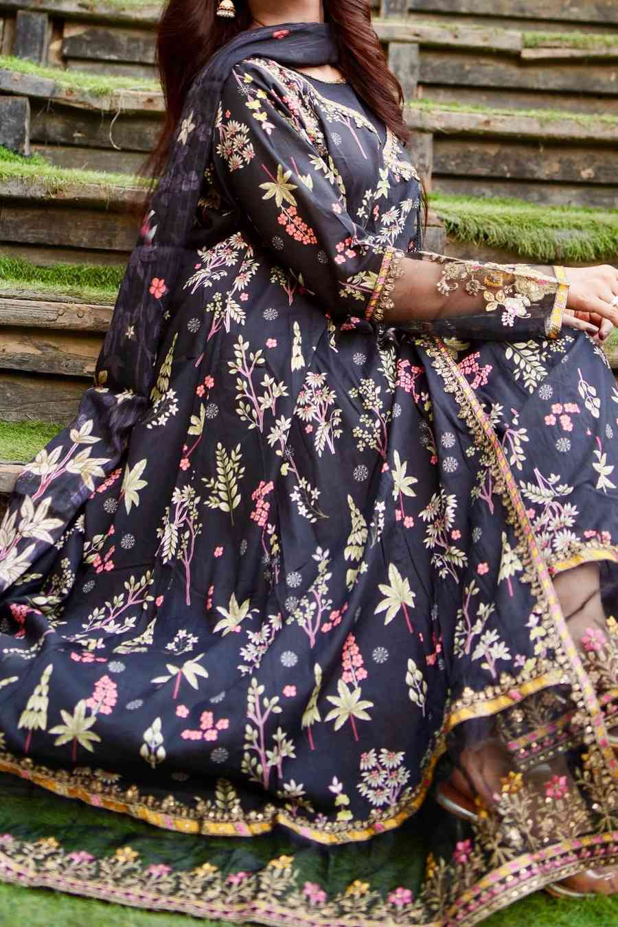 Embroidered Lawn Frock 3Pc with Angrakha Style, Fancy Dori & Soft Lawn dupata